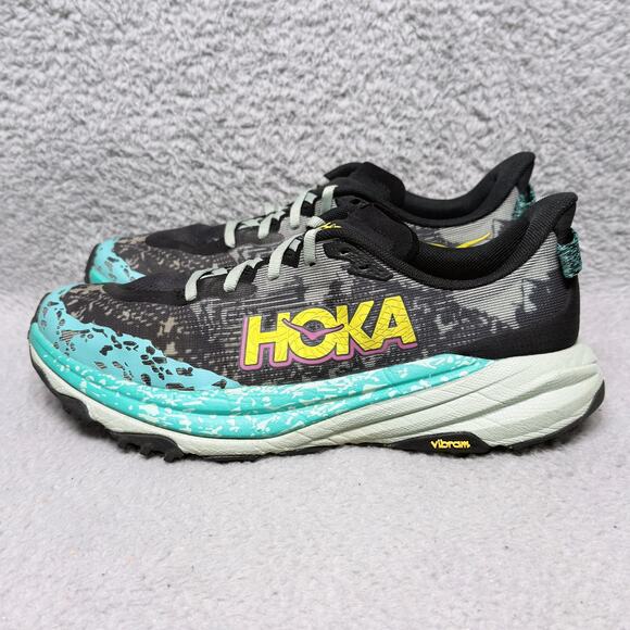 Hoka One One Speedgoat 6 Womens Size 9.5 Running Shoes Black Aloe Vera - Picture 3 of 9
